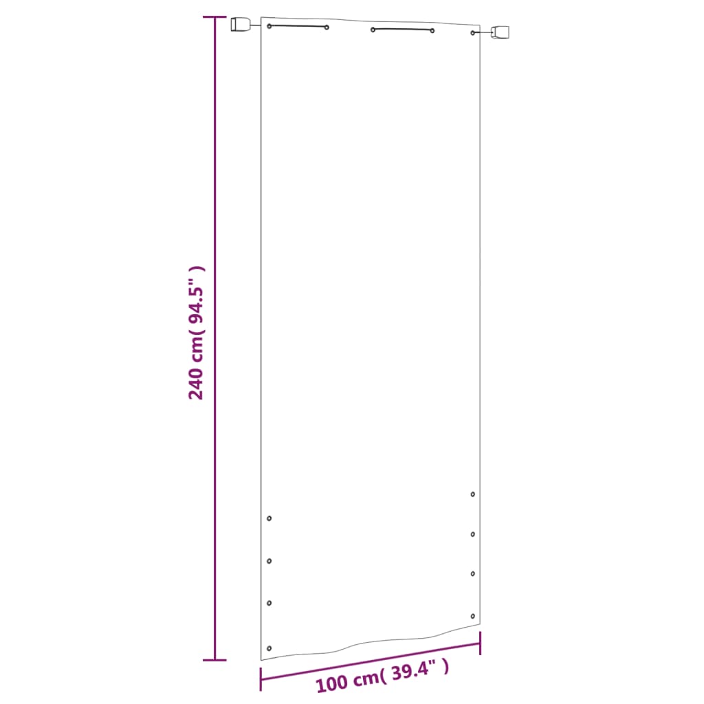 Paravento per Balcone Bianco 100x240 cm in Tessuto Oxford 148494