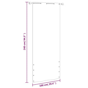 Paravento per Balcone Bianco 100x240 cm in Tessuto Oxford 148494