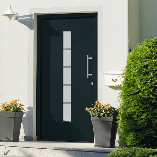 Porta d'Ingresso in Alluminio e PVC Antracite 110x210 cm cod mxl 62576