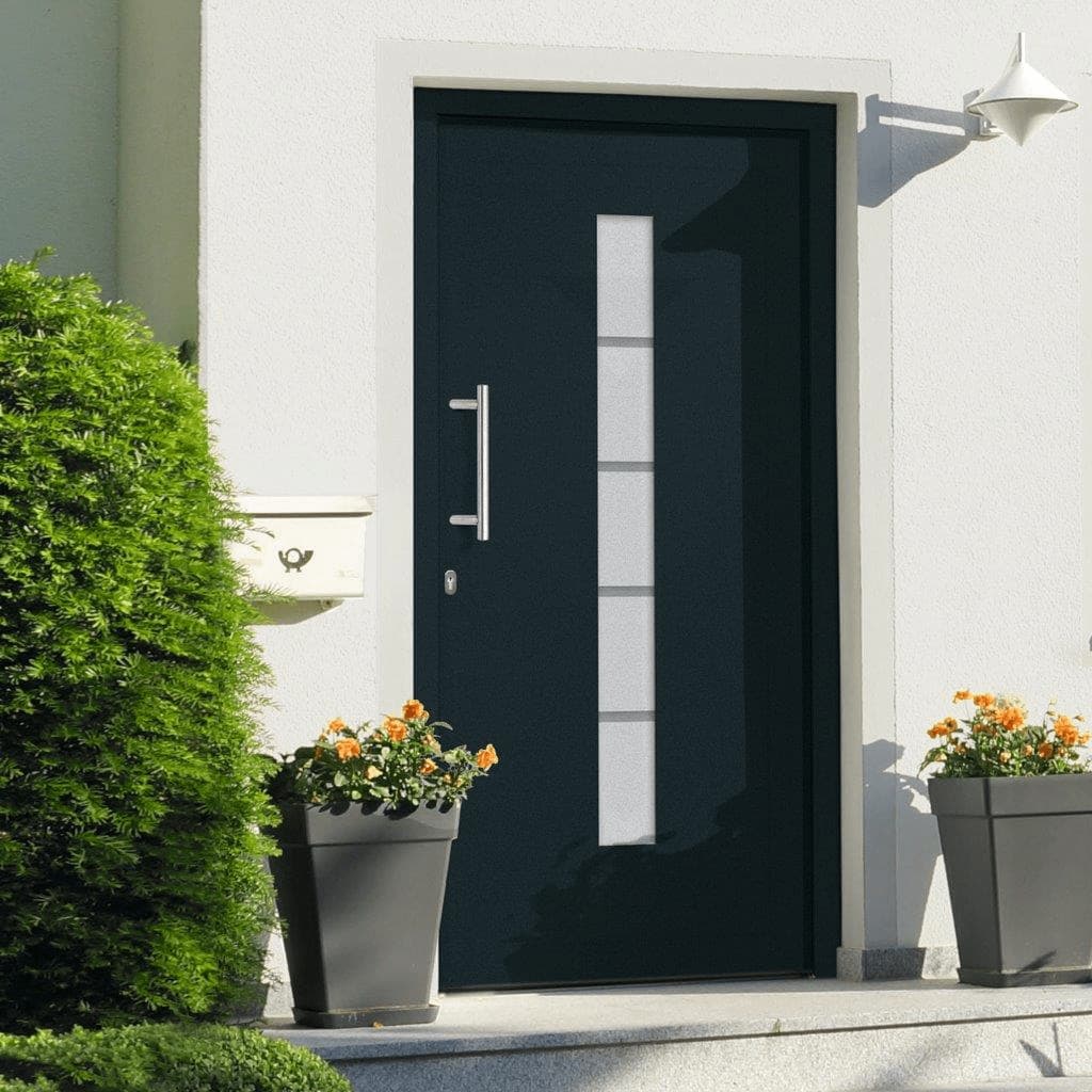 Porta d'Ingresso in Alluminio e PVC Antracite 100x200 cm 3056815