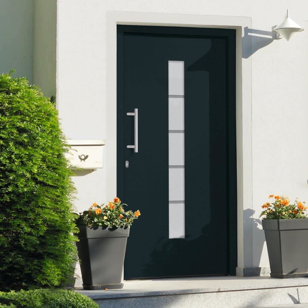 Porta d'Ingresso in Alluminio e PVC Antracite 110x210 cm cod mxl 64610