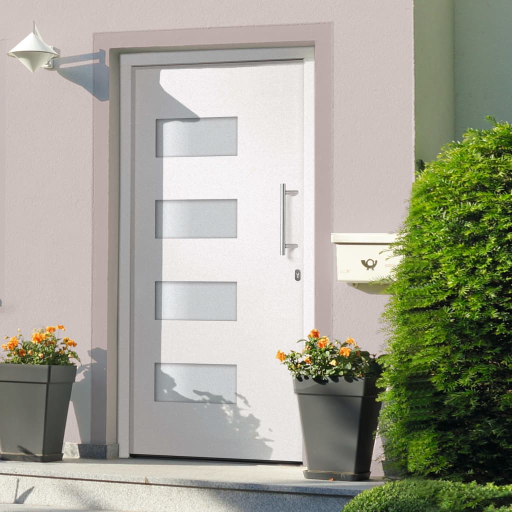 Porta d'Ingresso in Alluminio e PVC Bianco 100x200 cm cod mxl 56372