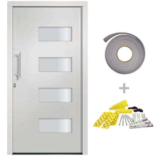 Porta d'Ingresso in Alluminio e PVC Bianco 110x210 cmcod mxl 72419