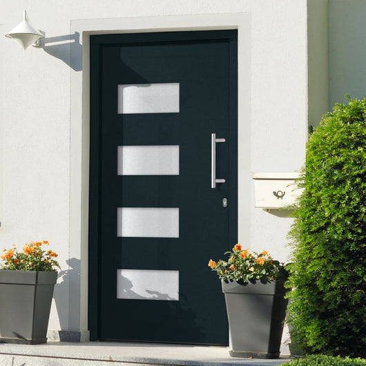 Porta d'Ingresso in Alluminio e PVC Antracite 100x200 cm cod mxl 56371