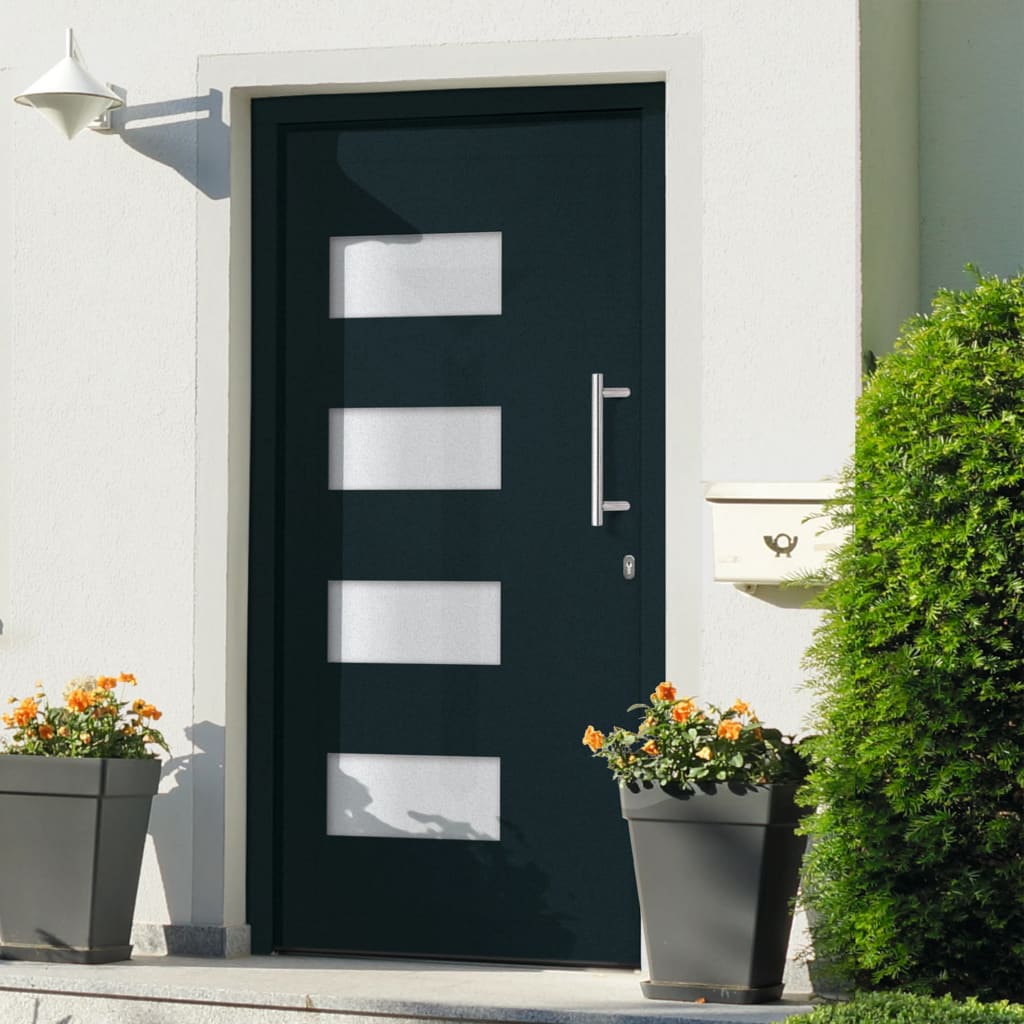 Porta d'Ingresso in Alluminio e PVC Antracite 100x210 cm cod 12438