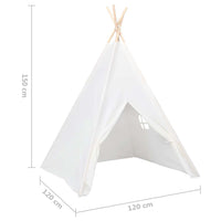 Tenda Tipi Bimbi Borsa Bianco Microfibra Strisce 120x120x150cm 80271