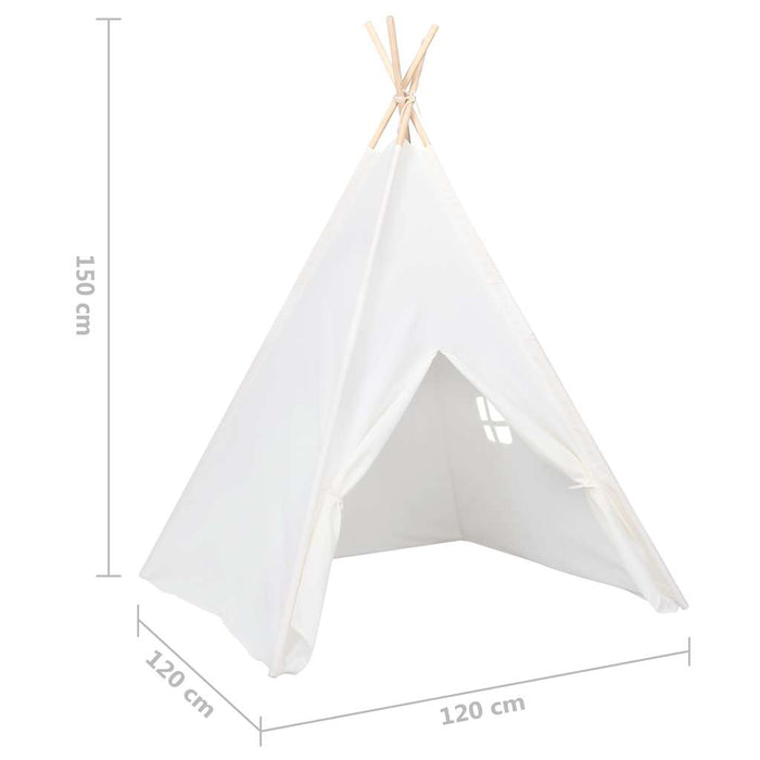 Tenda Tipi Bimbi Borsa Bianco Microfibra Strisce 120x120x150cm 80271