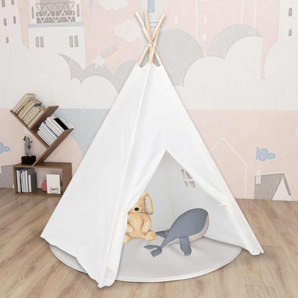 Tenda Tipi Bimbi Borsa Bianco Microfibra Strisce 120x120x150cm 80271