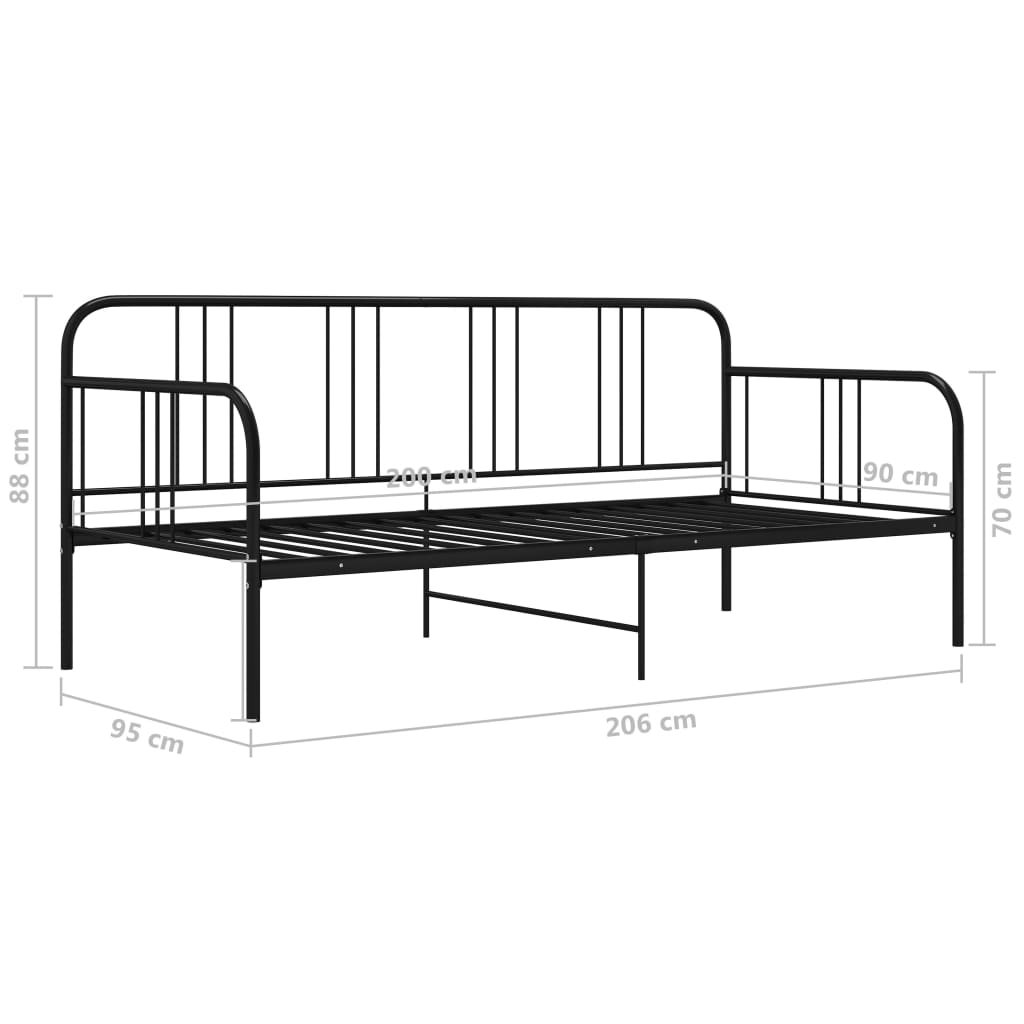 Divano Letto Telaio Nero in Metallo 90x200 cm 324749