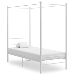 Letto a Baldacchino Bianco in Metallo 90x200 cm cod mxl 54329