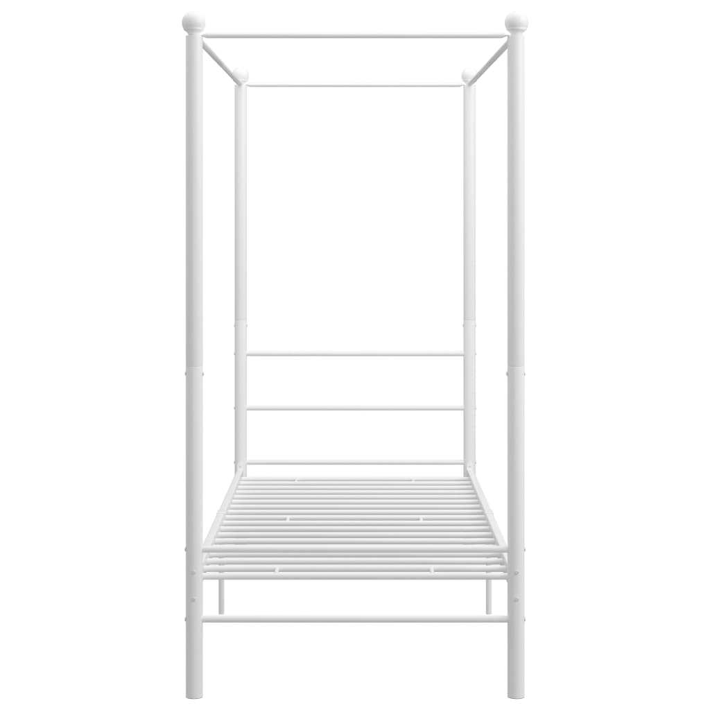 Letto a Baldacchino Bianco in Metallo 90x200 cm 325052