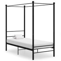 Letto a Baldacchino Nero in Metallo 100x200 cm 325054