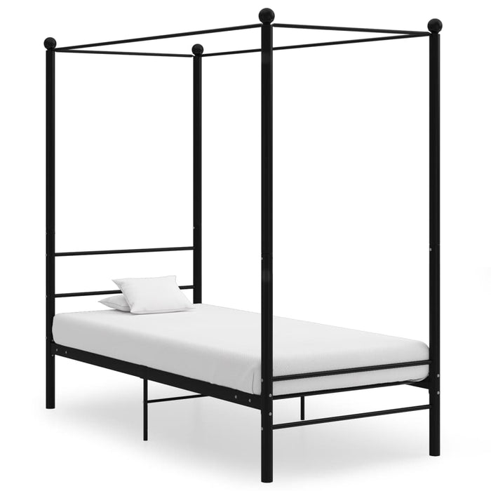 Letto a Baldacchino Nero in Metallo 100x200 cm 325054