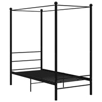 Letto a Baldacchino Nero in Metallo 100x200 cm 325054