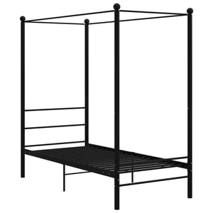 Letto a Baldacchino Nero in Metallo 100x200 cm 325054