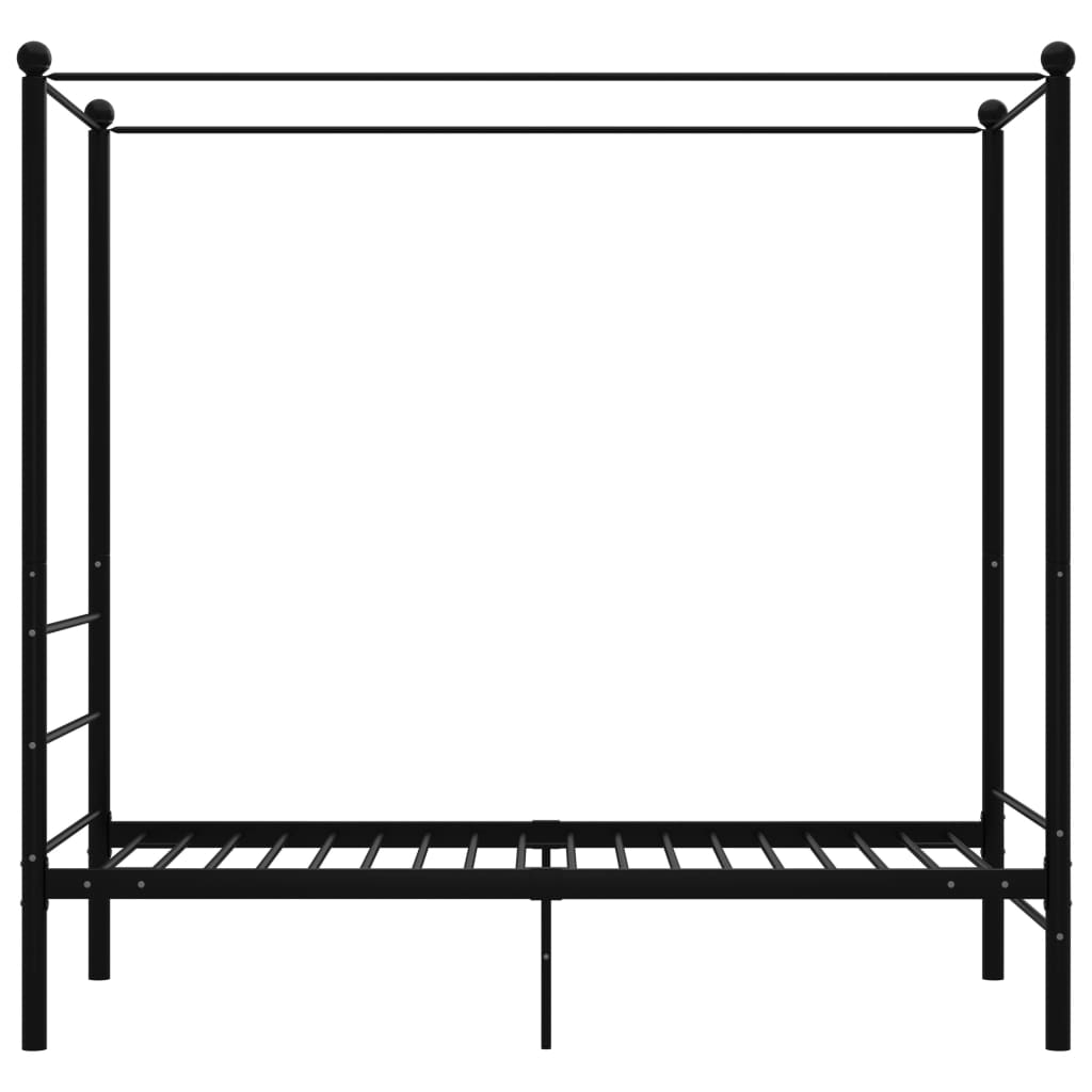 Letto a Baldacchino Nero in Metallo 100x200 cm 325054