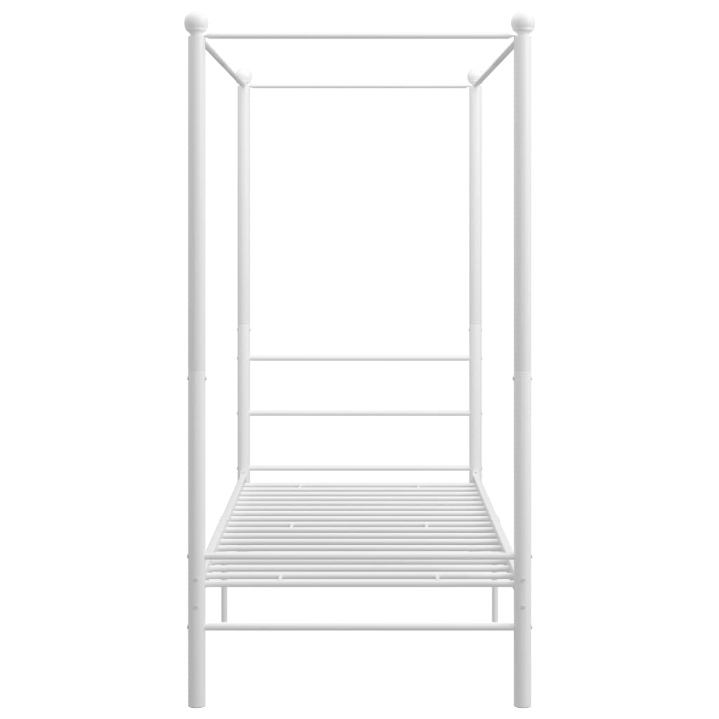 Letto a Baldacchino Bianco in Metallo 100x200 cm 325055