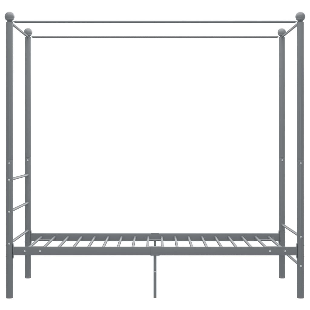 Letto a Baldacchino Grigio in Metallo 100x200 cm