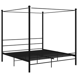 Letto a Baldacchino Nero in Metallo 200x200 cm 325069