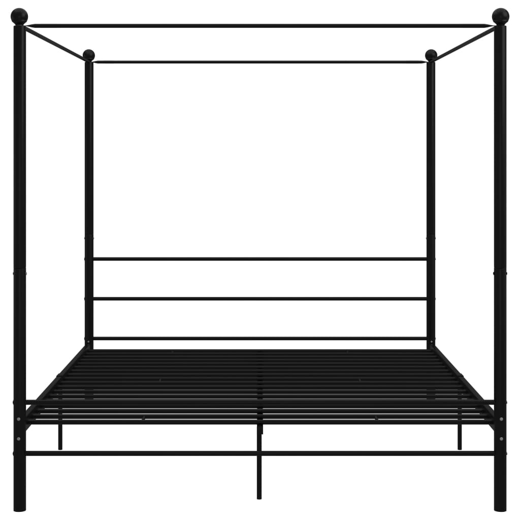 Letto a Baldacchino Nero in Metallo 200x200 cm 325069