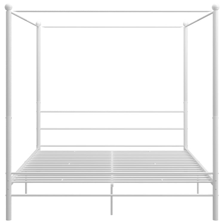 Letto a Baldacchino Bianco in Metallo 200x200 cm 