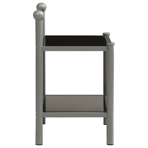 Comodino Grigio e Nero 45x34,5x60,5 cm in Metallo e Vetro cod mxl 30075