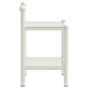 Comodini 2 pz in Metallo Bianco e Vetro Trasparente 325078