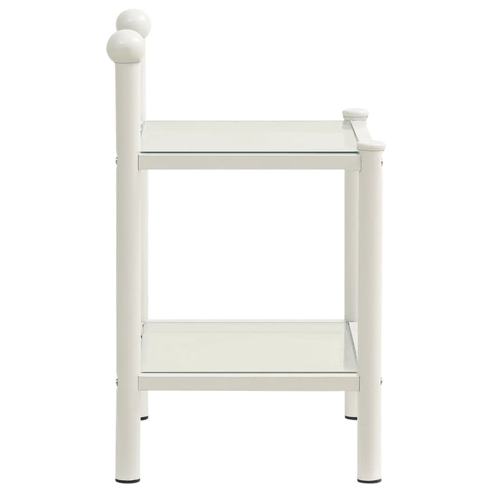 Comodini 2 pz in Metallo Bianco e Vetro Trasparente 325078