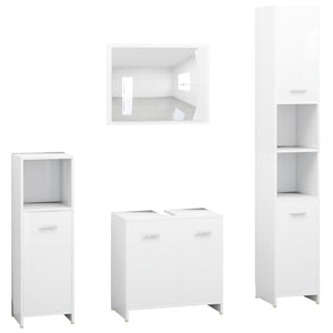 Set Mobili da Bagno 4 pz Bianco in Legno Multistrato cod mxl 31387