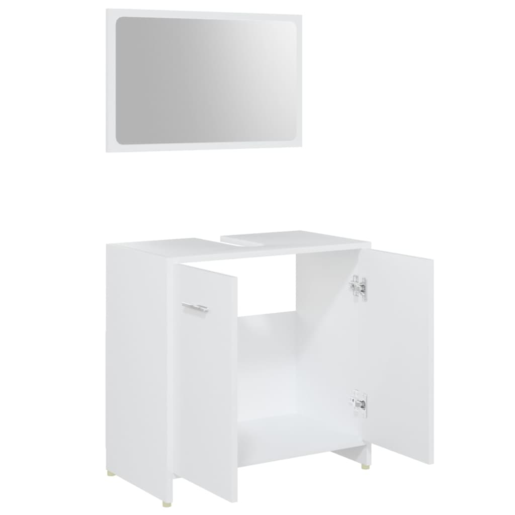 Set Mobili da Bagno 4 pz Bianco in Legno Multistrato cod mxl 31387