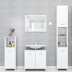 Set Mobili da Bagno 4 pz Bianco in Legno Multistrato cod mxl 31387