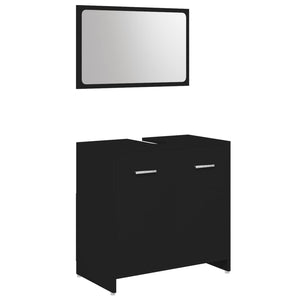 Set Mobili da Bagno 4 pz Nero in Truciolato 3056881