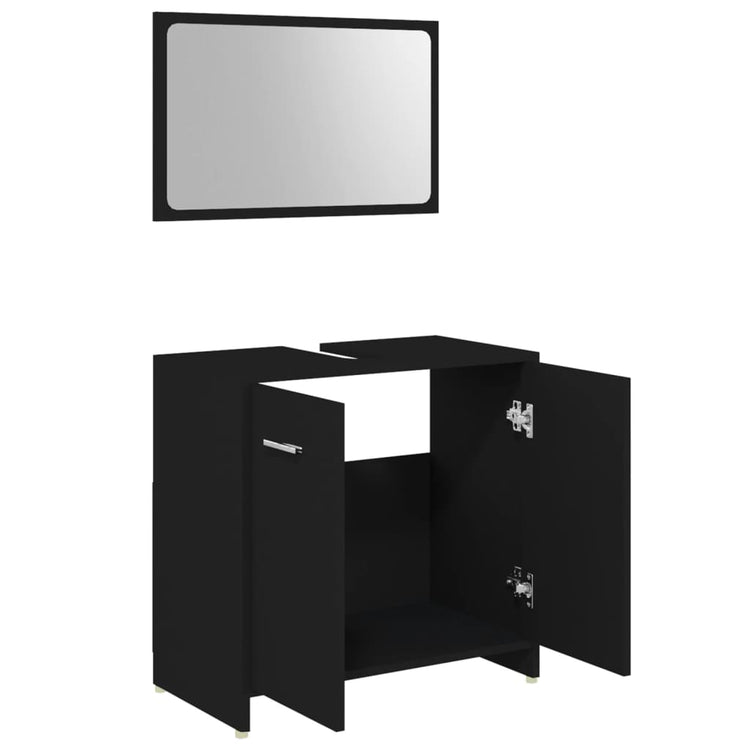 Set Mobili da Bagno 4 pz Nero in Truciolato 3056881