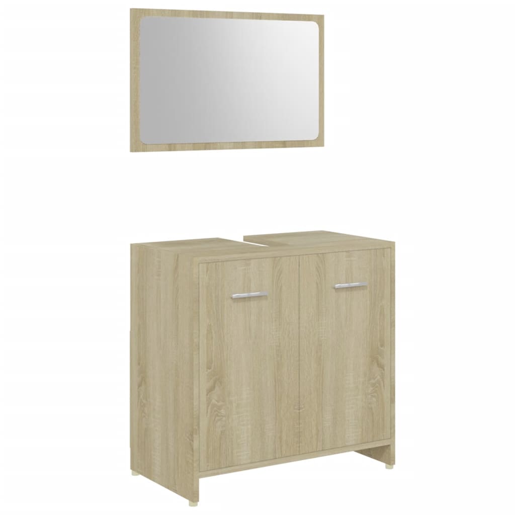 Set Mobili da Bagno 4 pz Rovere Sonoma in Truciolato