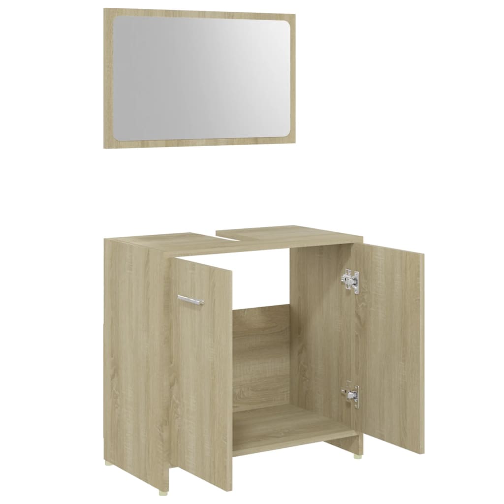 Set Mobili da Bagno 4 pz Rovere Sonoma in Truciolato