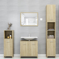 Set Mobili da Bagno 4 pz Rovere Sonoma in Truciolato