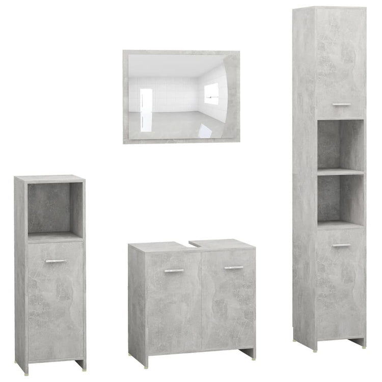 Set Mobili da Bagno 4 pz Grigio Cemento in Truciolato cod mxl 15170