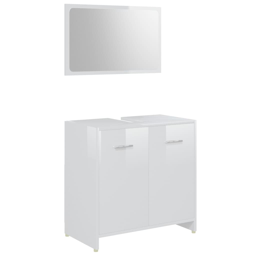 Set Mobili da Bagno 4 pz Bianco Lucido in Truciolato 3056886