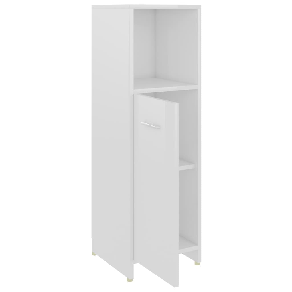 Set Mobili da Bagno 4 pz Bianco Lucido in Truciolato 3056886