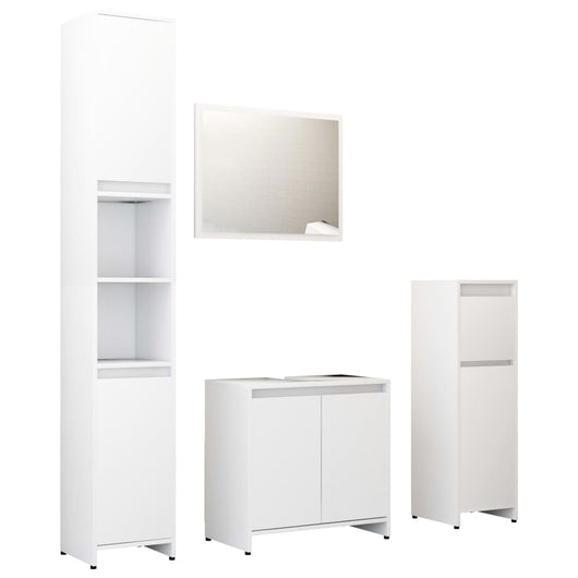 Set Mobili da Bagno 4 pz Bianco in Truciolato