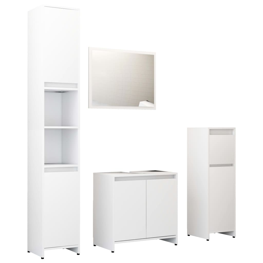 Set Mobili da Bagno 4 pz Bianco in Truciolato 3056889