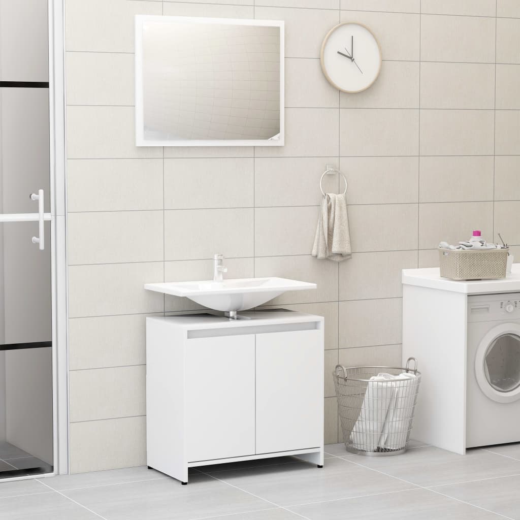 Set Mobili da Bagno 4 pz Bianco in Truciolato