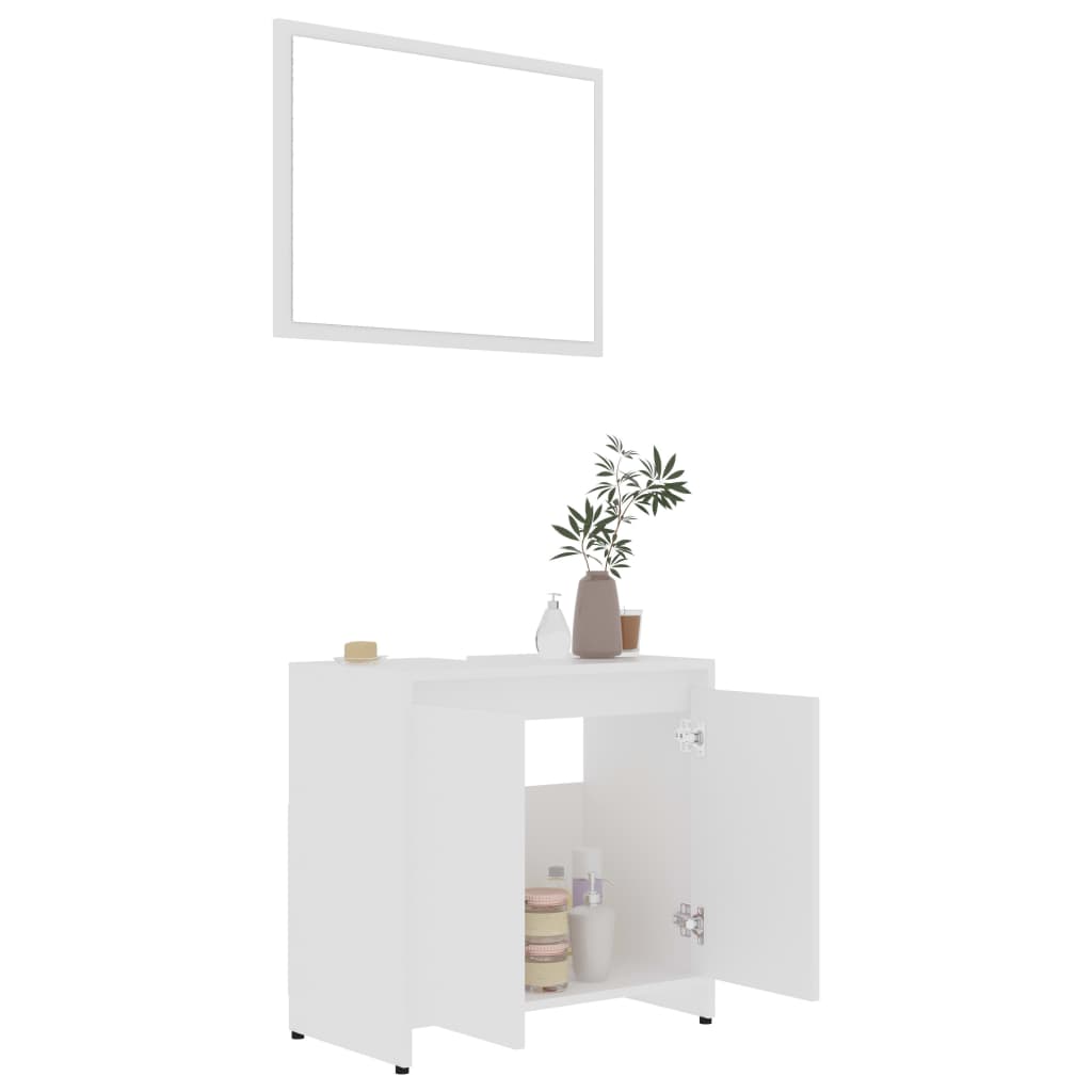 Set Mobili da Bagno 4 pz Bianco in Truciolato 3056889