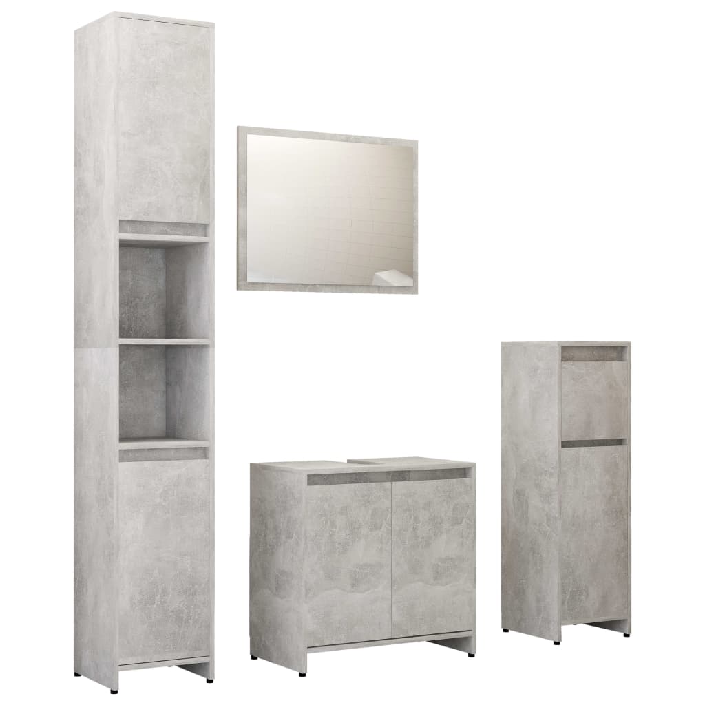 Set Mobili da Bagno 4 pz Grigio Cemento in Truciolato 3056893