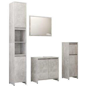 Set Mobili da Bagno 4 pz Grigio Cemento in Truciolato 3056893