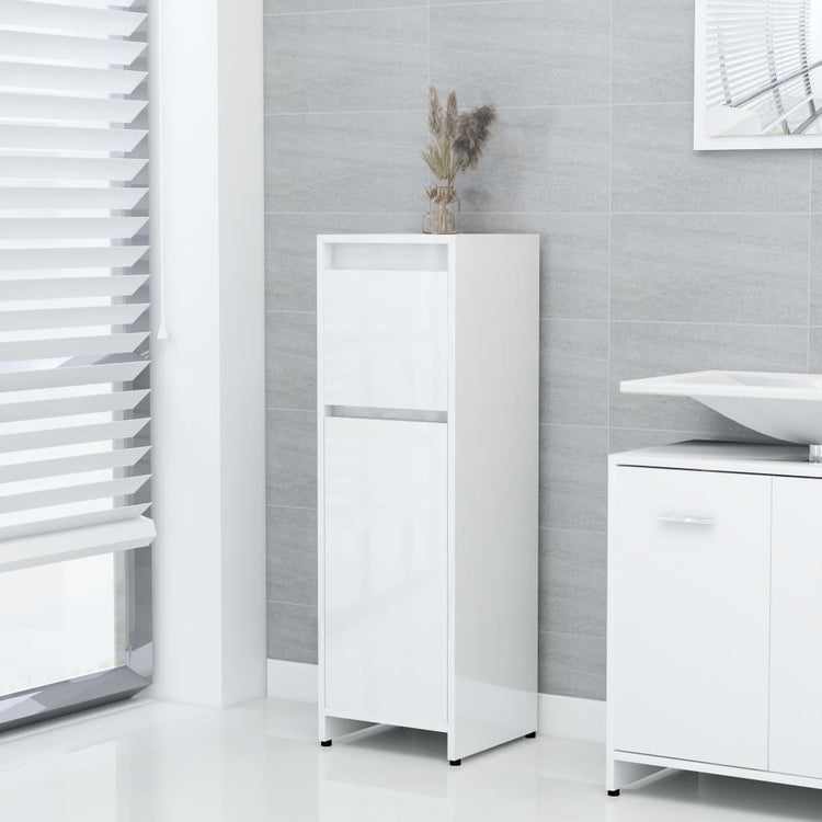 Set Mobili da Bagno 4 pz Bianco Lucido in Truciolato