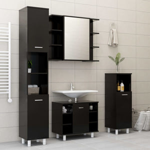 Set Mobili da Bagno 4 pz Nero in Truciolato