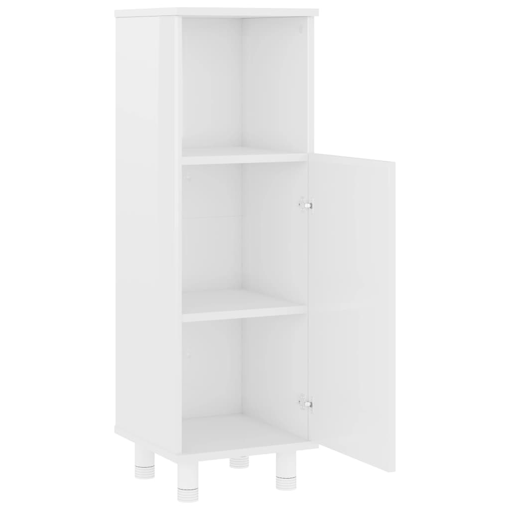 Set Mobili da Bagno 4 pz Bianco Lucido in Truciolato