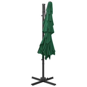 Ombrellone a 4 Livelli con Palo in Alluminio Verde 250x250 cm