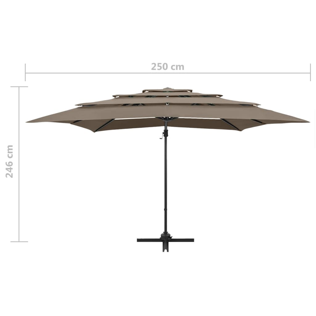 Ombrellone a 4 Livelli con Palo in Alluminio Talpa 250x250 cm